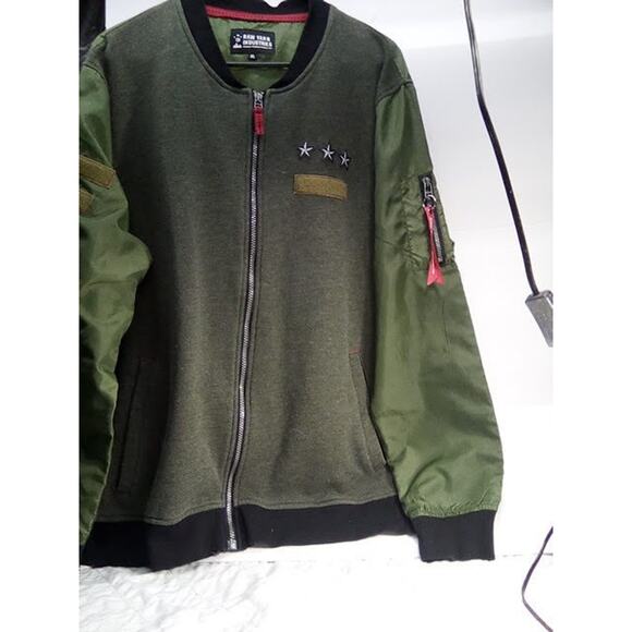 Raw Yarn Industries Mens XL Light Weight Military Green Bomber Style Jacket - Picture 2 of 9
